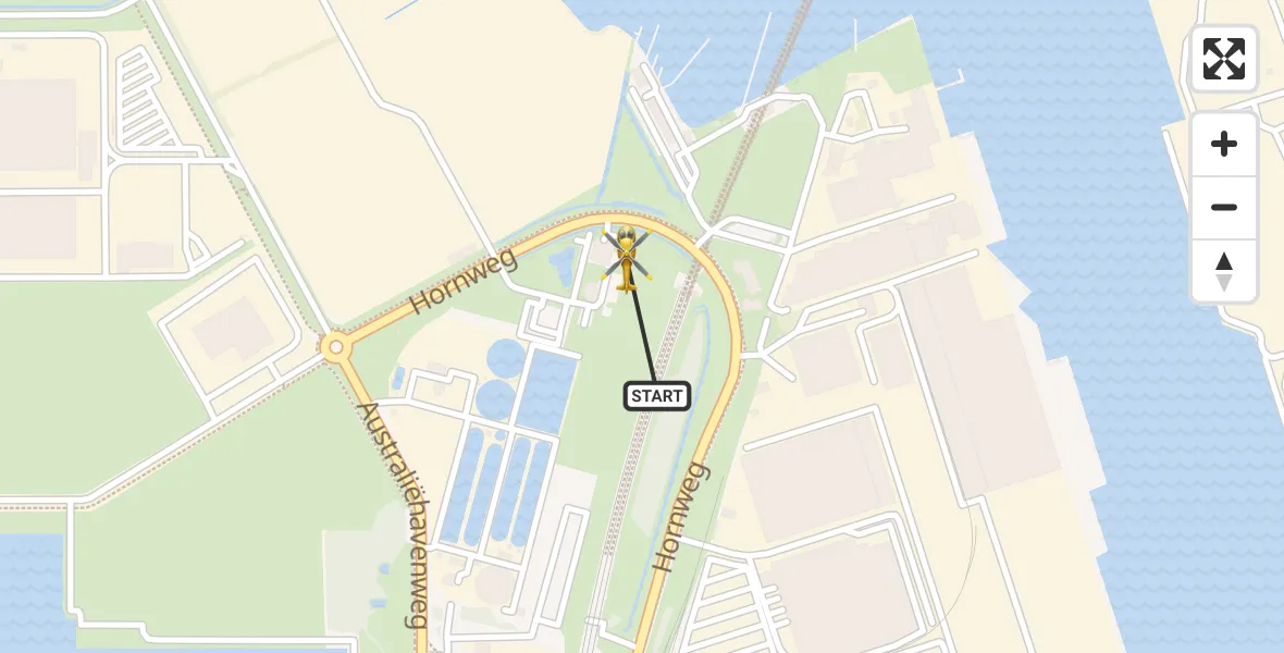 Vluchtroute Traumahelikopter van Amsterdam Heliport naar Amsterdam Heliport