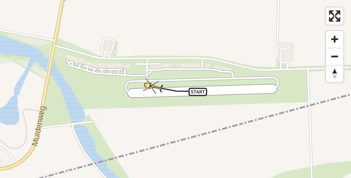 Routekaart van de vlucht: Kustwachthelikopter naar Vliegveld Midden-Zeeland, Calandweg