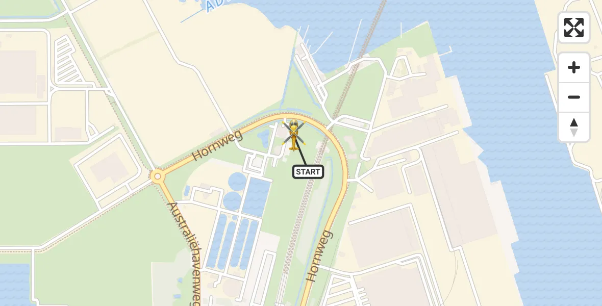 Routekaart van de vlucht: Lifeliner 1 naar Amsterdam Heliport, Hornweg