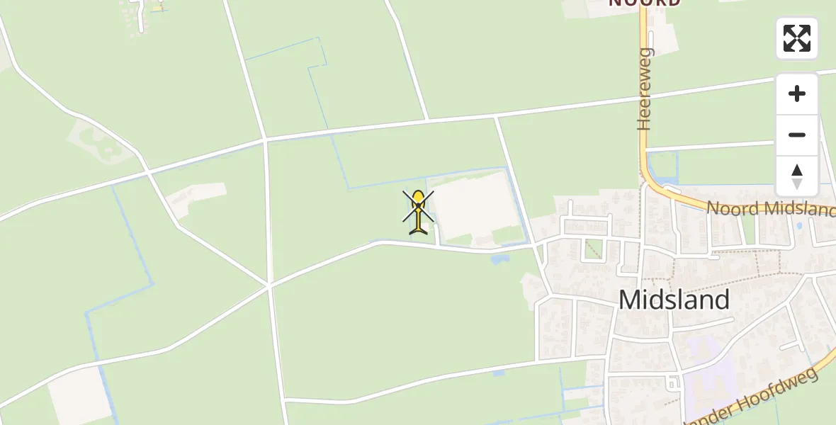 Routekaart van de vlucht: Ambulancehelikopter naar Midsland