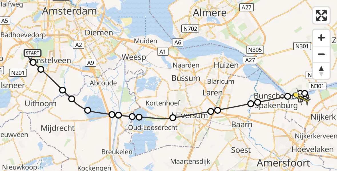 Routekaart van de vlucht: Politiehelikopter naar Nijkerk, Fokkerweg