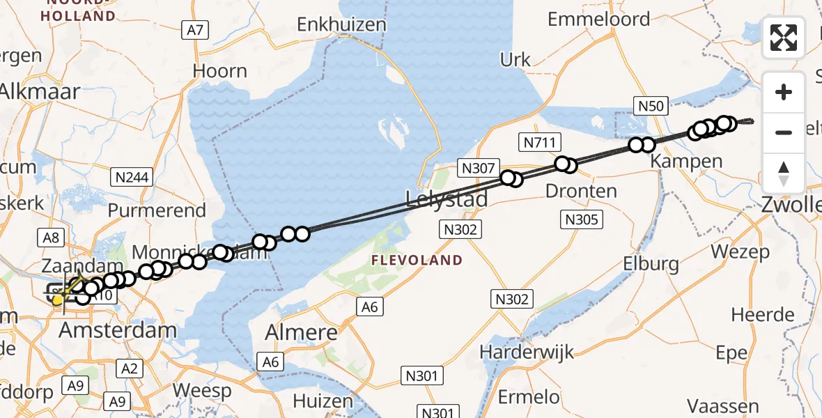 Routekaart van de vlucht: Lifeliner 1 naar Amsterdam Heliport, Maltaweg