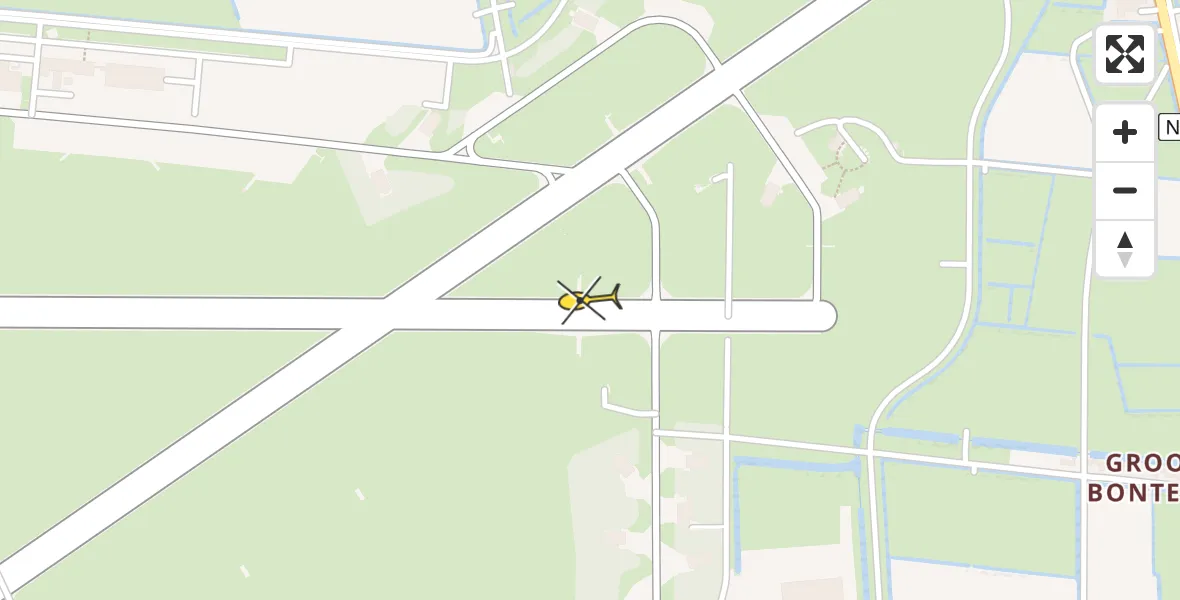 Vluchtroute Ambulancehelikopter van Vliegbasis Leeuwarden naar Vliegbasis Leeuwarden