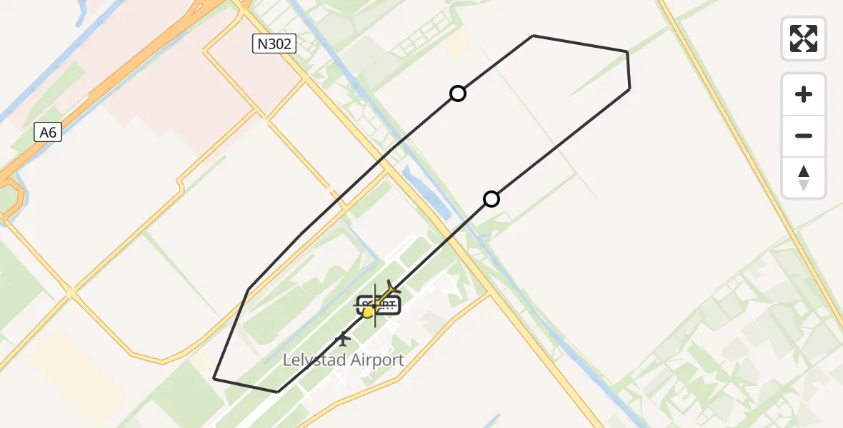 Routekaart van de vlucht: Politiehelikopter naar Lelystad Airport, Flamingoweg