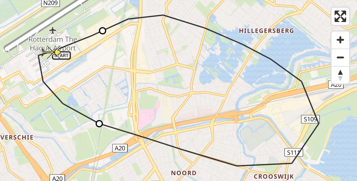Routekaart van de vlucht: Lifeliner 2 naar Rotterdam The Hague Airport, Hertenheuvel