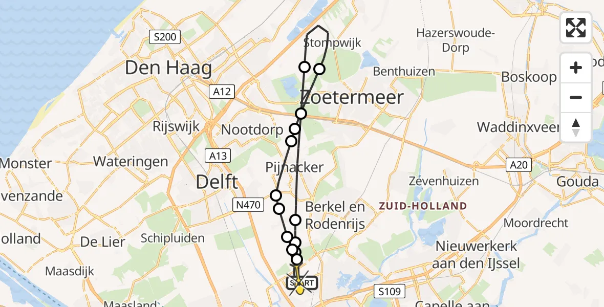Routekaart van de vlucht: Lifeliner 2 naar Rotterdam The Hague Airport, Zwanebloem