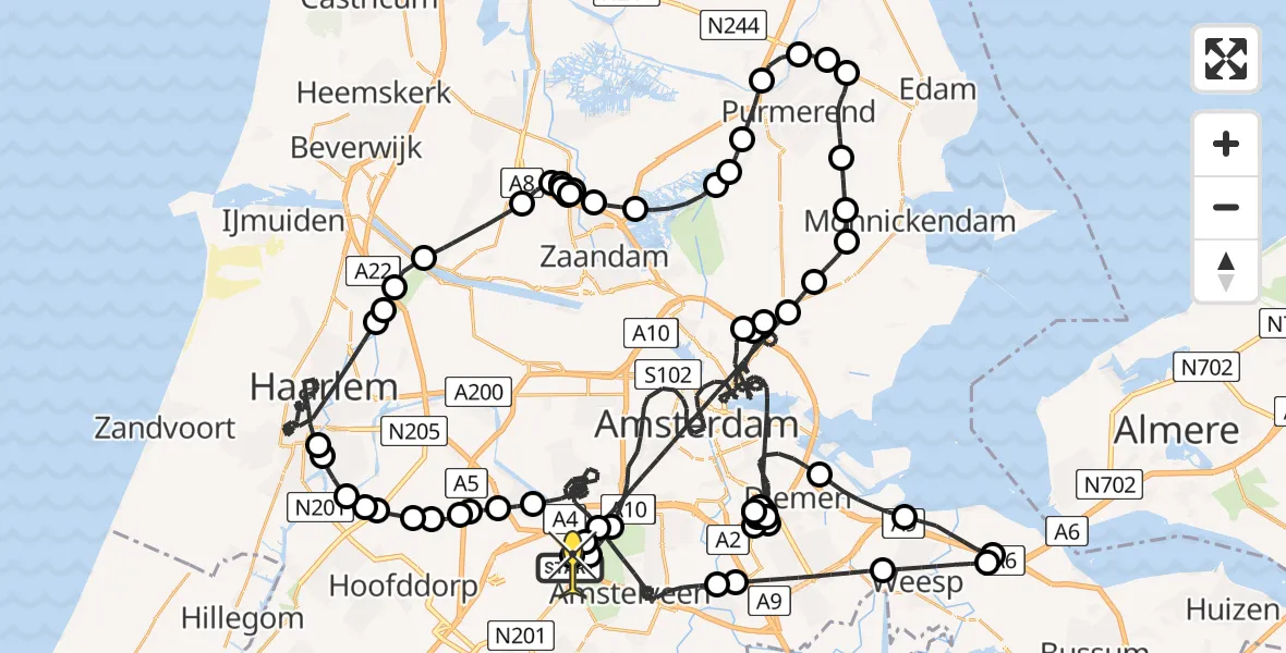 Vluchtroute Politiehelikopter van Schiphol naar Schiphol