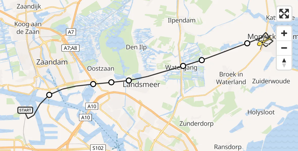 Routekaart van de vlucht: Lifeliner 1 naar Monnickendam, Lipariweg