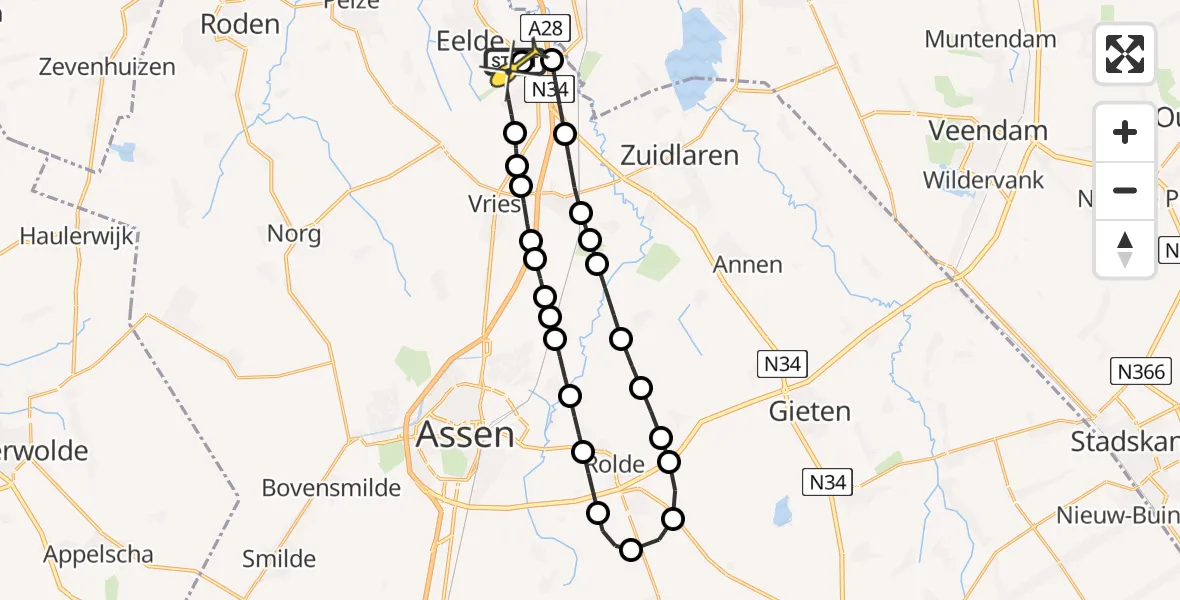 Routekaart van de vlucht: Lifeliner 4 naar Groningen Airport Eelde, Vissersweg