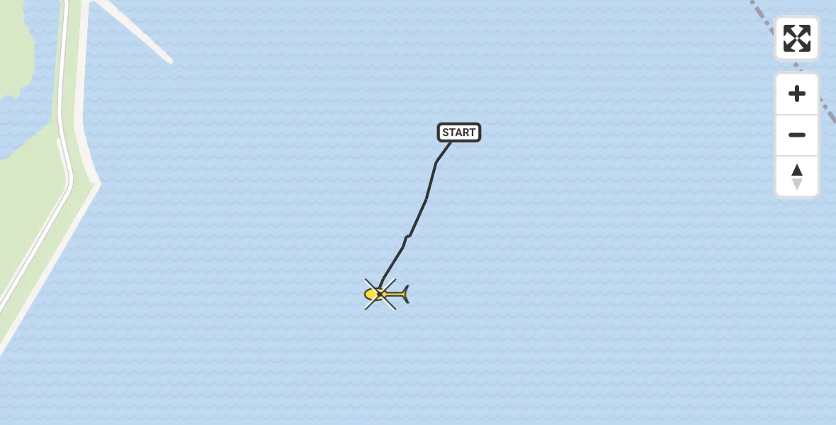 Routekaart van de vlucht: Kustwachthelikopter naar Hoedekenskerke, Middelgat