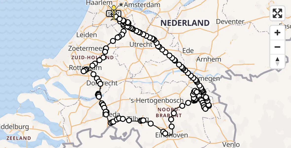Routekaart van de vlucht: Politieheli naar Schiphol, Halim P.K. straat