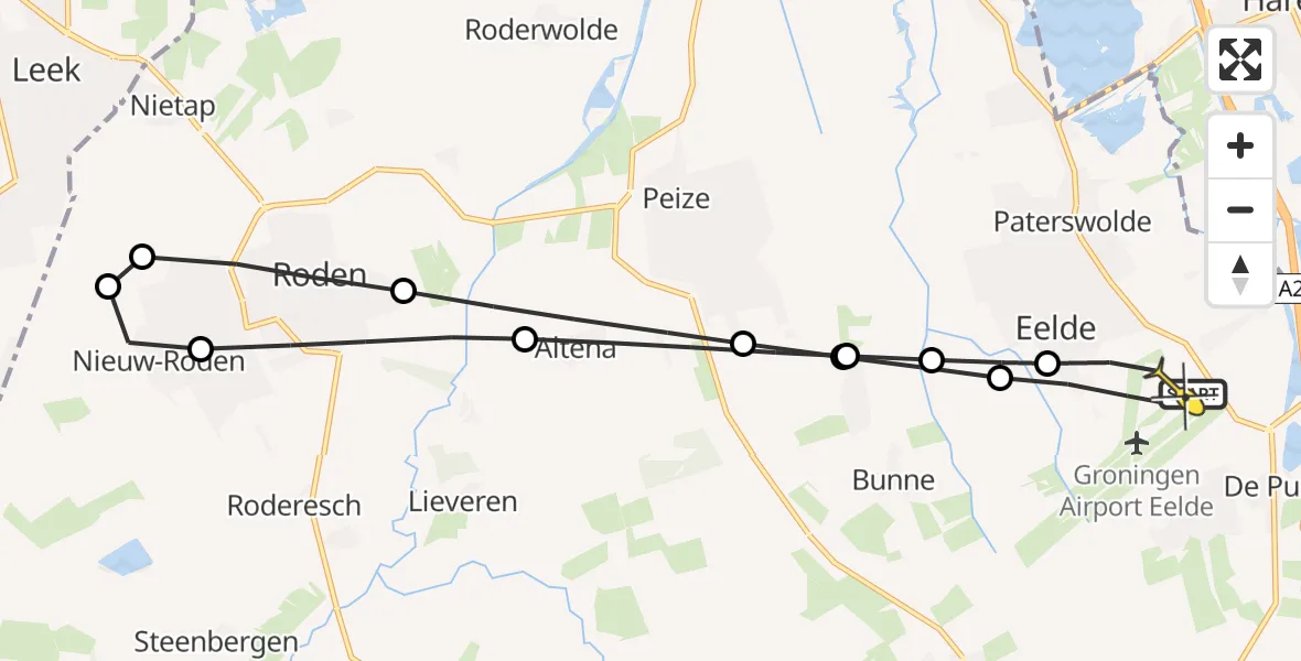 Routekaart van de vlucht: Lifeliner 4 naar Groningen Airport Eelde, Hoofdweg