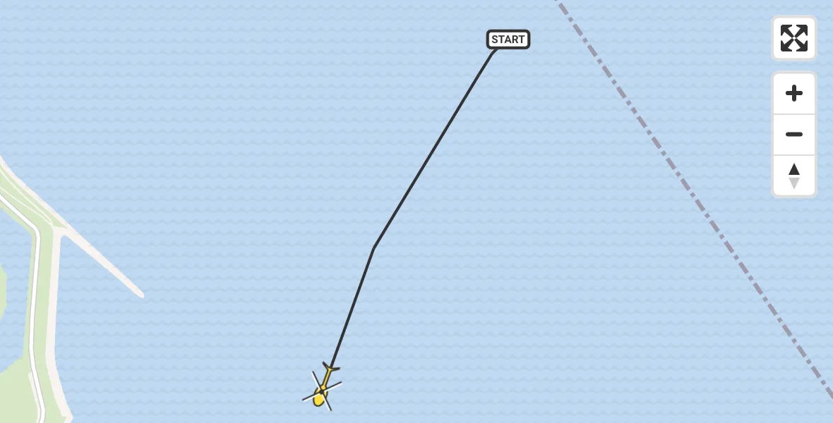 Routekaart van de vlucht: Kustwachthelikopter naar Hoedekenskerke, Middelgat