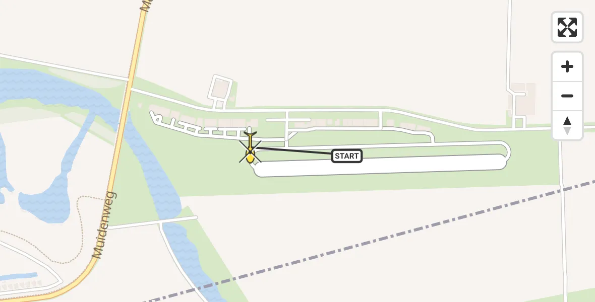 Routekaart van de vlucht: Kustwachthelikopter naar Vliegveld Midden-Zeeland, Calandweg