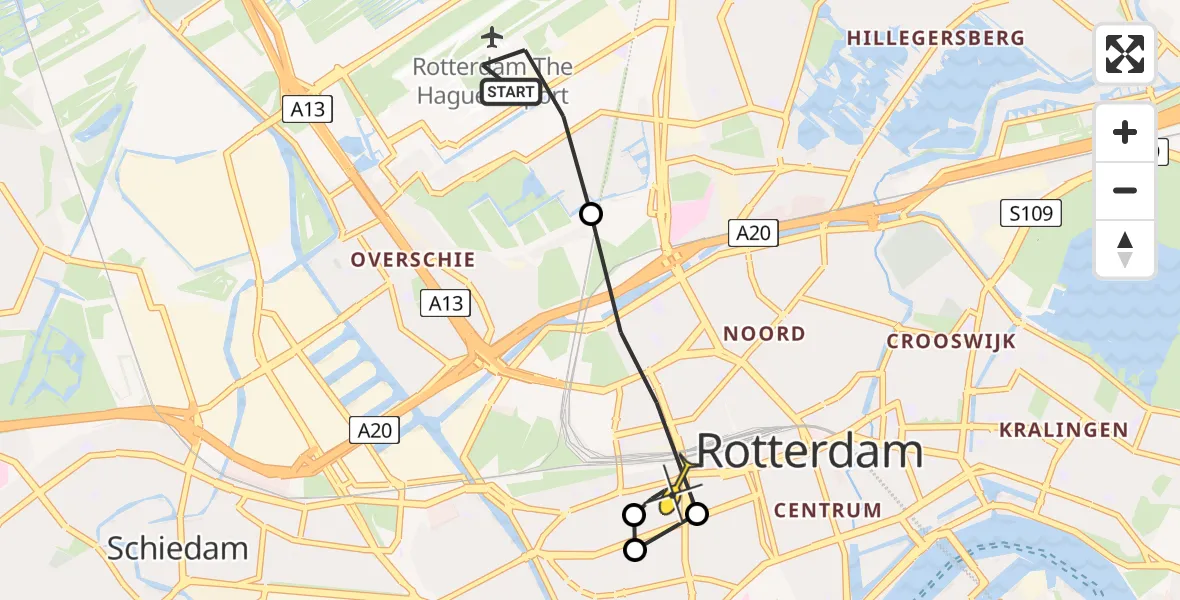 Routekaart van de vlucht: Lifeliner 2 naar Rotterdam, Ada Lovelacestraat