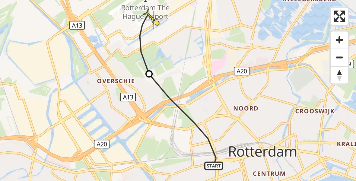 Routekaart van de vlucht: Lifeliner 2 naar Rotterdam The Hague Airport, Van der Meydestraat