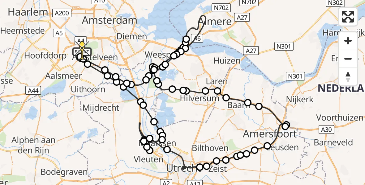 Routekaart van de vlucht: Politieheli naar Schiphol, Thermiekstraat
