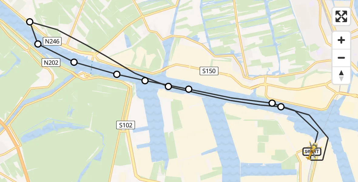 Vluchtroute Traumahelikopter van Amsterdam Heliport naar Amsterdam Heliport