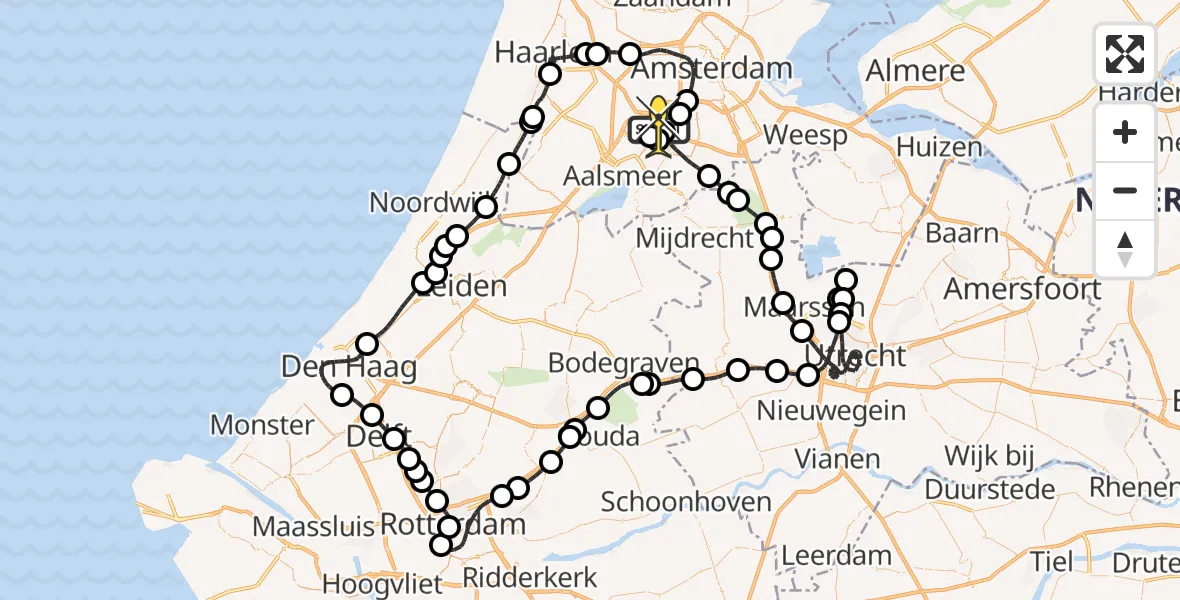 Vluchtroute Politiehelikopter van Schiphol naar Schiphol