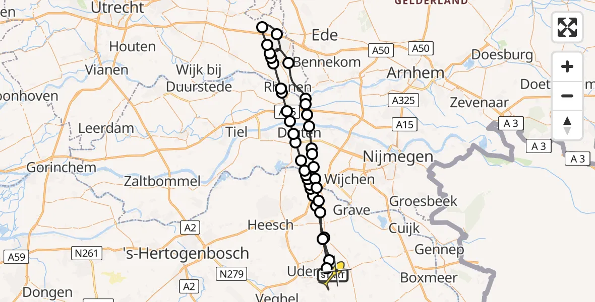 Routekaart van de vlucht: Lifeliner 3 naar Vliegbasis Volkel, Houtvennen