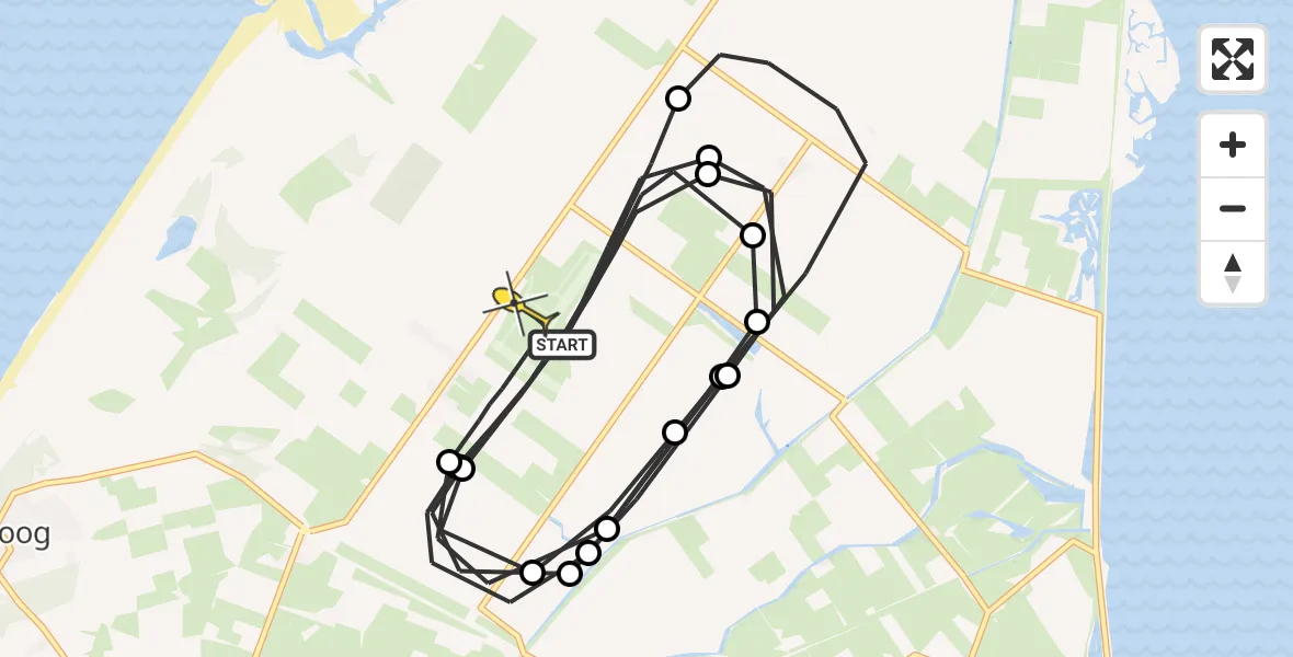 Routekaart van de vlucht: Politiehelikopter naar Texel International Airport, Postweg