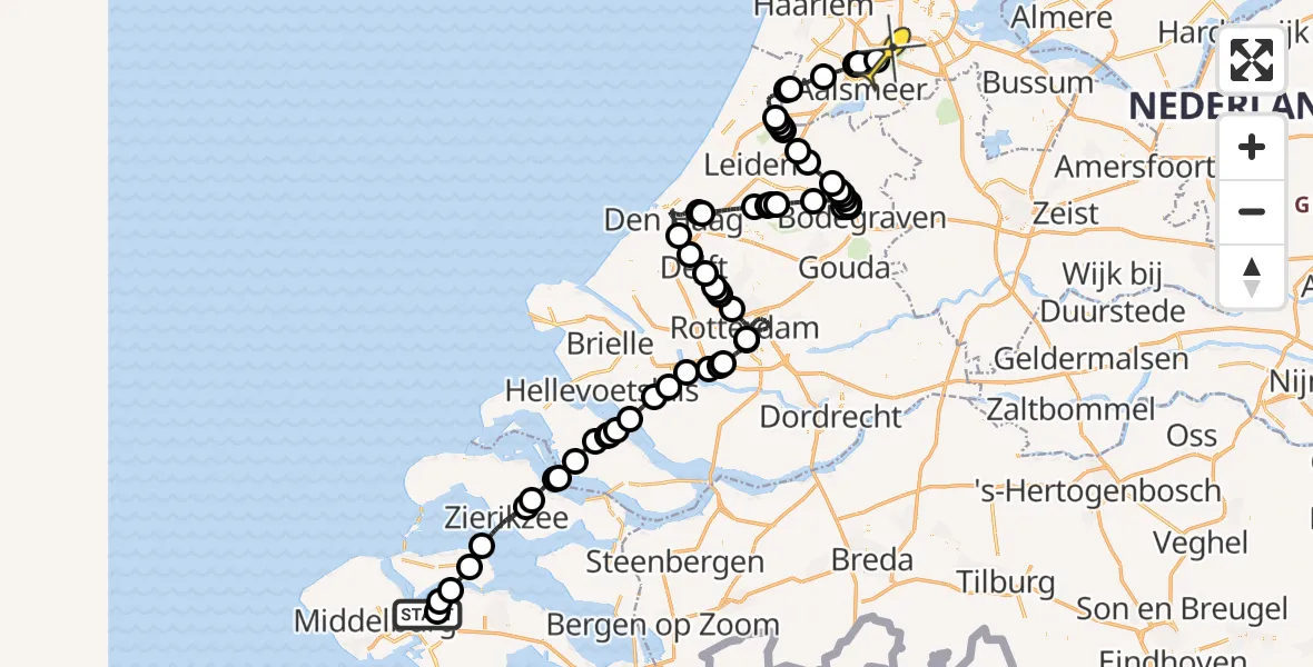 Routekaart van de vlucht: Politiehelikopter naar Schiphol, Meerkoetweg
