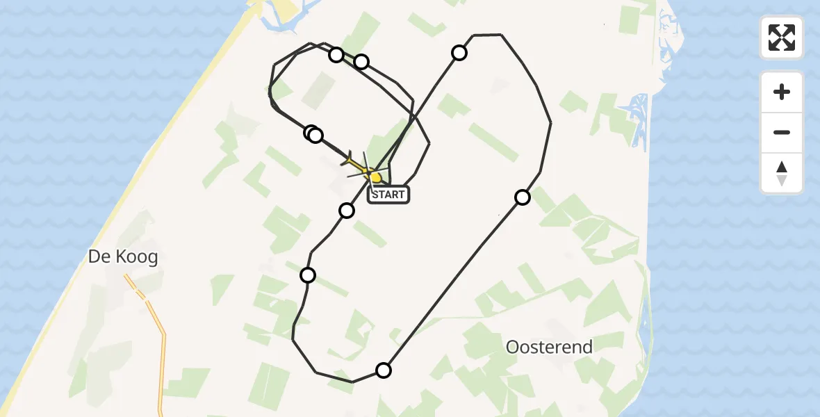 Routekaart van de vlucht: Politiehelikopter naar Texel International Airport, Postweg