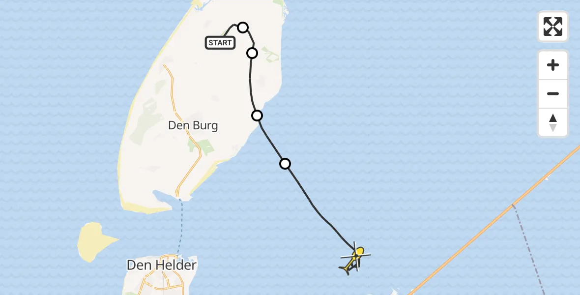 Routekaart van de vlucht: Politiehelikopter naar Den Oever, Postweg