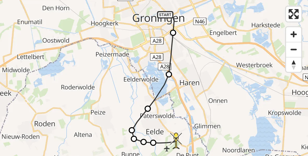 Routekaart van de vlucht: Lifeliner 4 naar Groningen Airport Eelde, Sontweg
