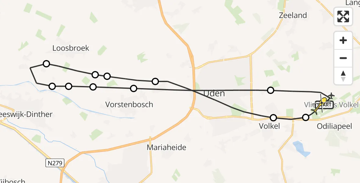 Routekaart van de vlucht: Lifeliner 3 naar Vliegbasis Volkel, Zeelandsedijk
