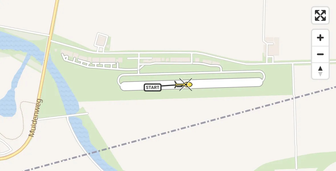 Routekaart van de vlucht: Politiehelikopter naar Vliegveld Midden-Zeeland, Calandweg