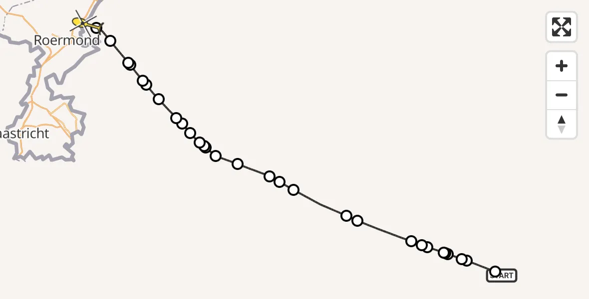 Routekaart van de vlucht: Politiehelikopter naar Brüggen