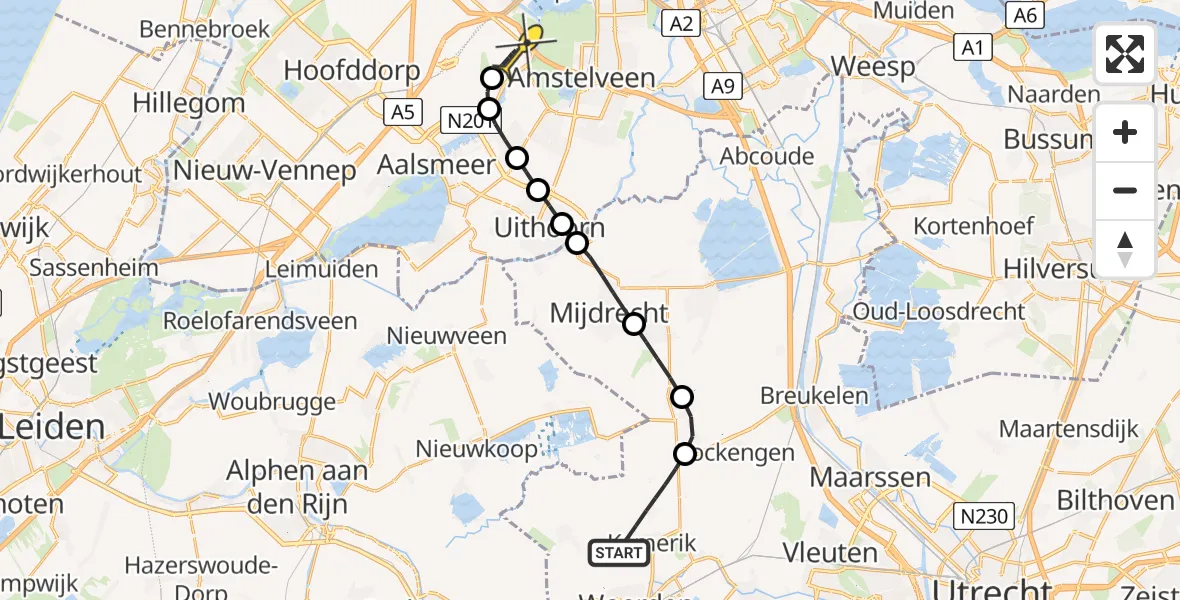 Routekaart van de vlucht: Politiehelikopter naar Schiphol, Mijzijde