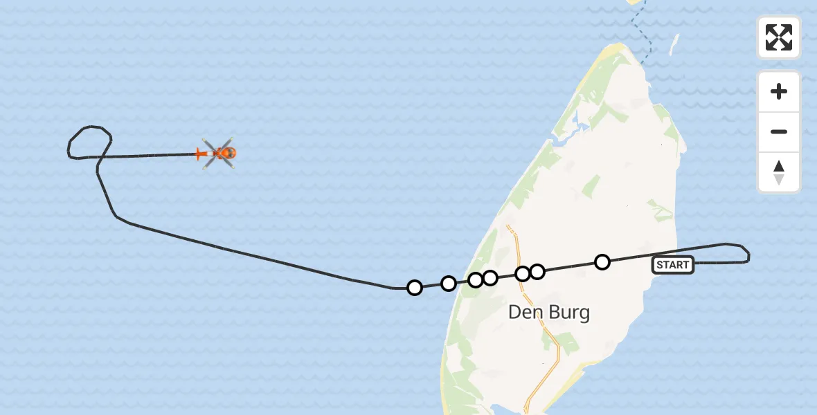 Vluchtroute Kustwachthelikopter Oosterend - , 09 december 2024, 18:15