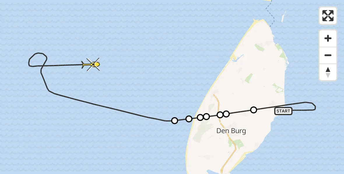 Routekaart van de vlucht: Kustwachthelikopter naar Lancasterdijk