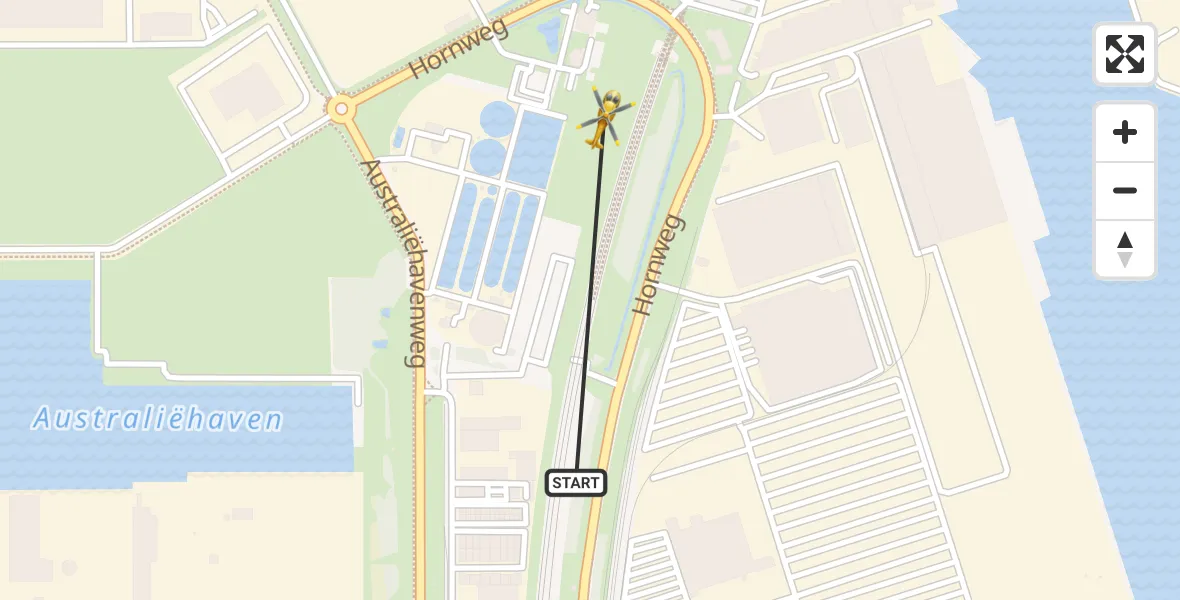 Vluchtroute Traumahelikopter van Amsterdam Heliport naar Amsterdam Heliport