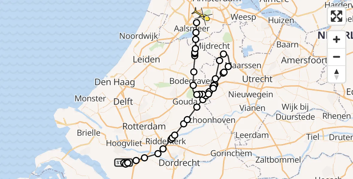 Routekaart van de vlucht: Politiehelikopter naar Schiphol, Plaatseweg