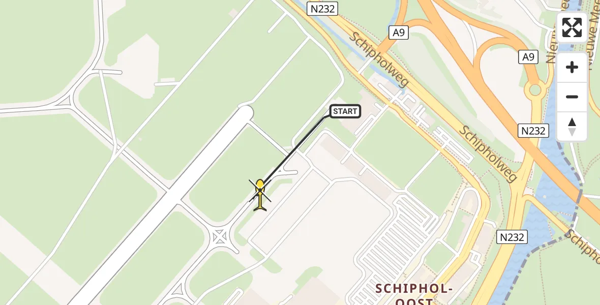 Vluchtroute Politiehelikopter van Schiphol naar Schiphol