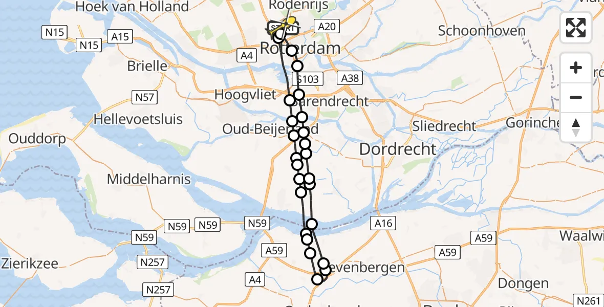 Routekaart van de vlucht: Lifeliner 2 naar Rotterdam The Hague Airport, Linatebaan