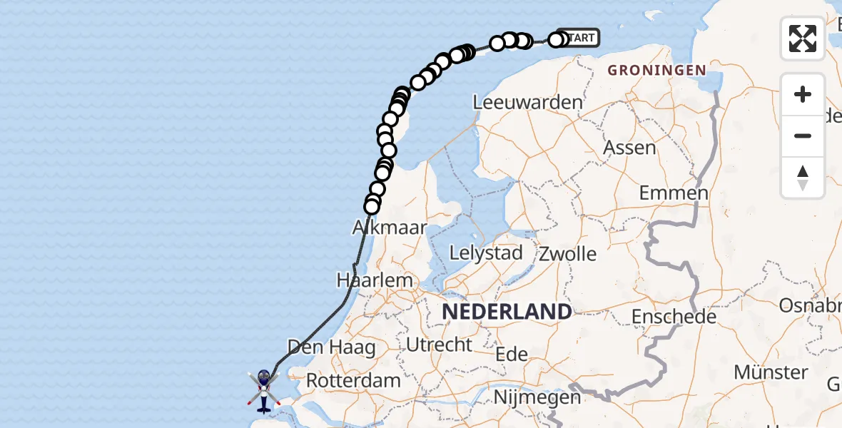 Vluchtroute Politiehelikopter Schiermonnikoog - , 10 december 2024, 09:37