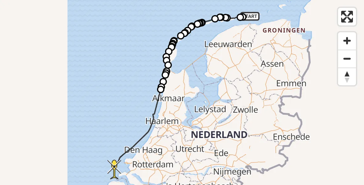 Routekaart van de vlucht: Politiehelikopter naar 