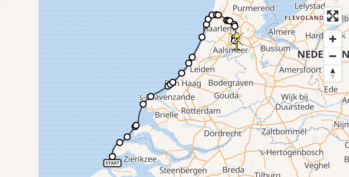 Routekaart van de vlucht: Politiehelikopter naar Schiphol, Loevesteinse Randweg
