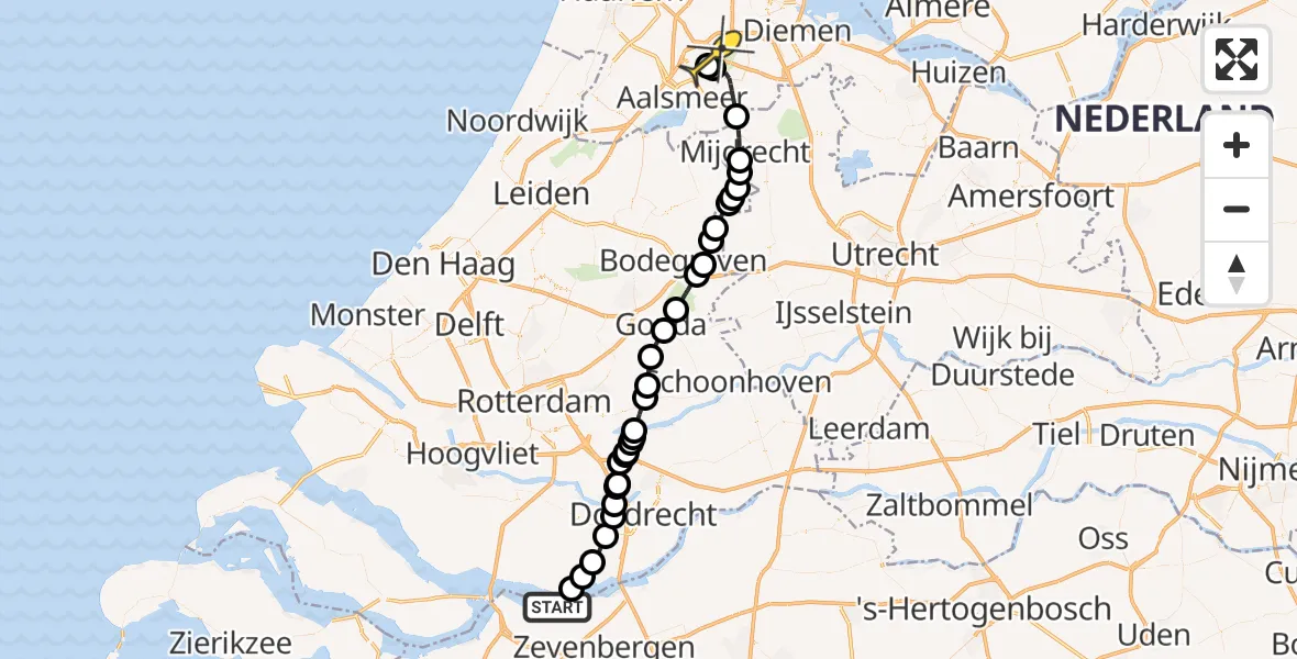 Routekaart van de vlucht: Politiehelikopter naar Schiphol, Buitendijk