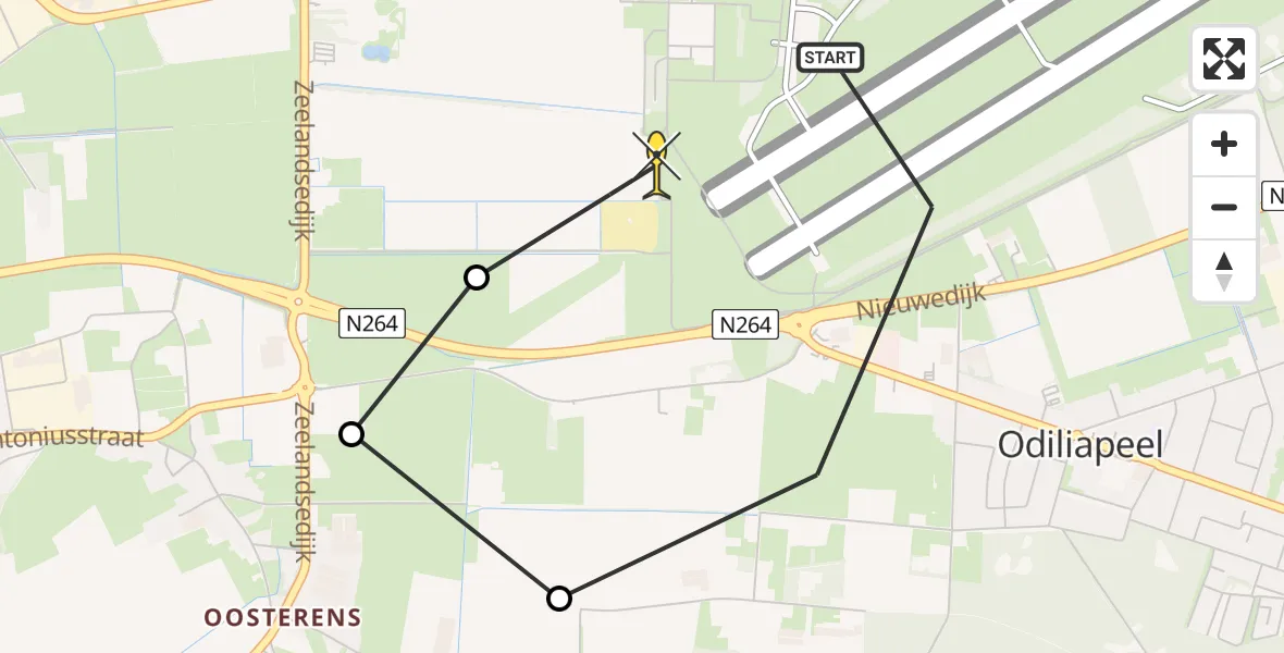 Routekaart van de vlucht: Lifeliner 3 naar Vliegbasis Volkel, Rechtestraat
