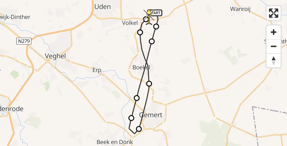 Routekaart van de vlucht: Lifeliner 3 naar Vliegbasis Volkel, Vogelstraat