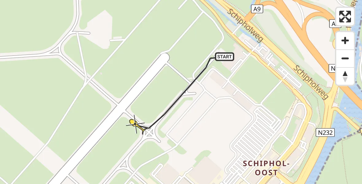 Routekaart van de vlucht: Politieheli naar Schiphol, Walaardt Sacréstraat