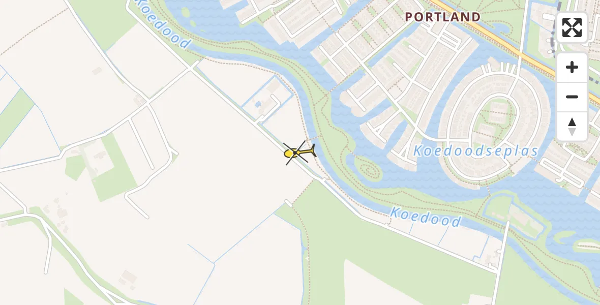 Routekaart van de vlucht: Politiehelikopter naar Rhoon