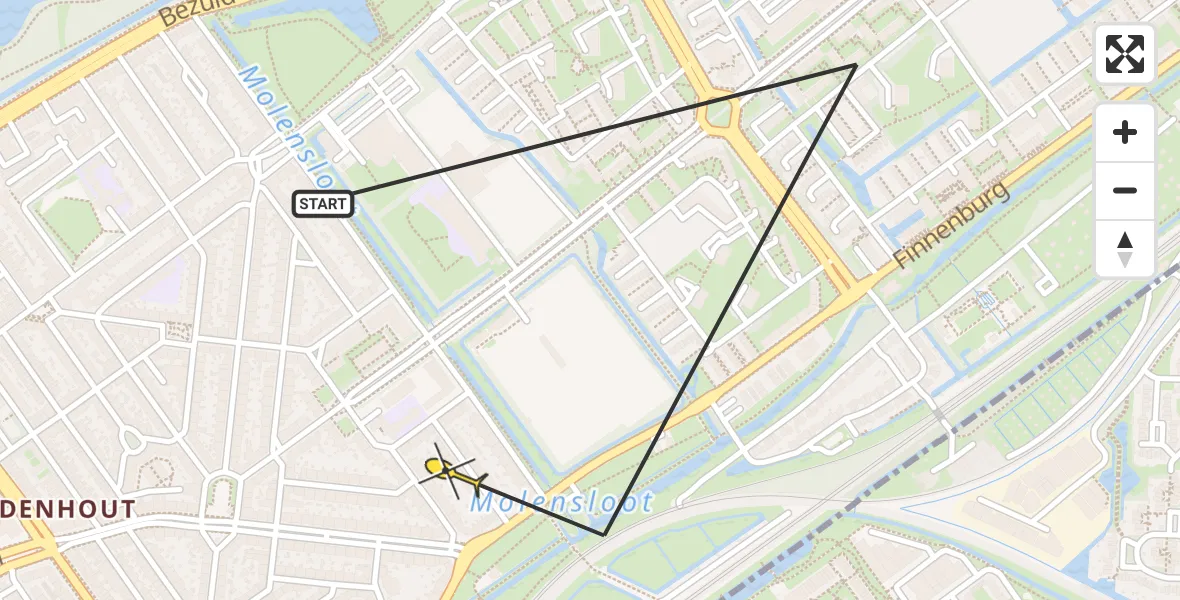 Vluchtroute Politiehelikopter van Den Haag naar Den Haag