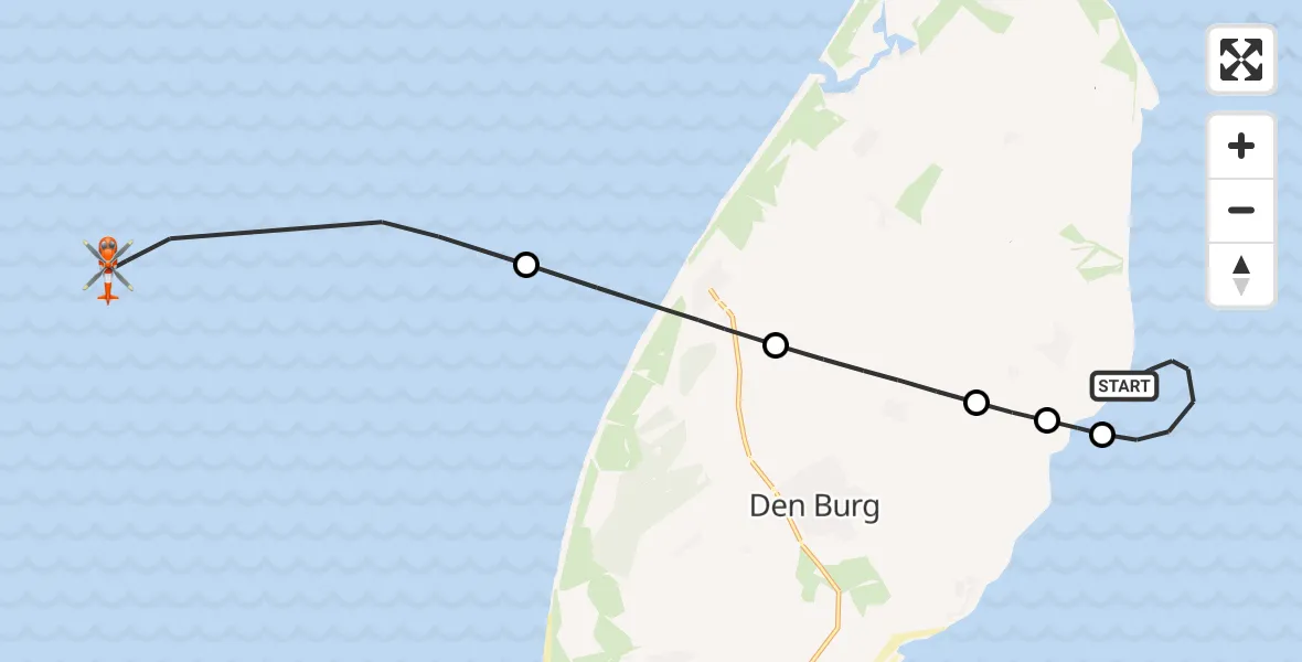 Vluchtroute Kustwachthelikopter Oosterend - , 10 december 2024, 16:56
