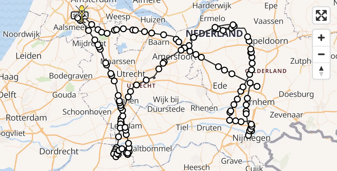 Routekaart van de vlucht: Politiehelikopter naar Amstelveen, Schipholdijk